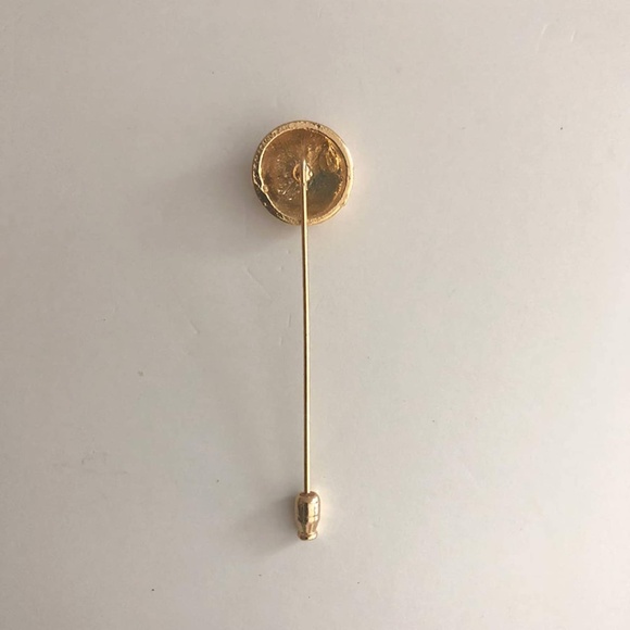 Vintage gold tone mushroom scarf or hat pin - decorative gold stick pin - Picture 2 of 2